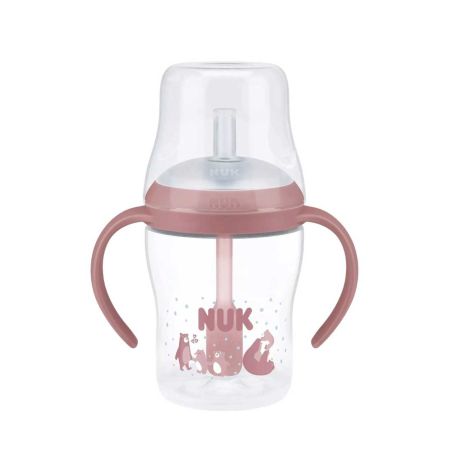 Cana de tranzitie cu toarte si pai Perfect Match, Roz, 8 luni+, 150 ml, Nuk 755280