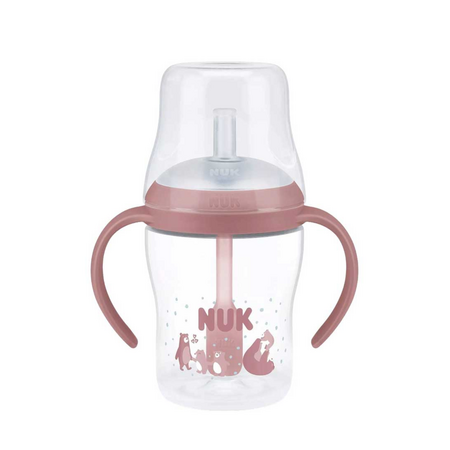 Cana de tranzitie cu toarte si pai Perfect Match, Roz, 8 luni+, 150 ml, Nuk 755280