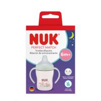 Biberon cu tetina de invatare si toarte fluorescente Perfect Match, Roz, 6 luni+, 150 ml, Nuk
