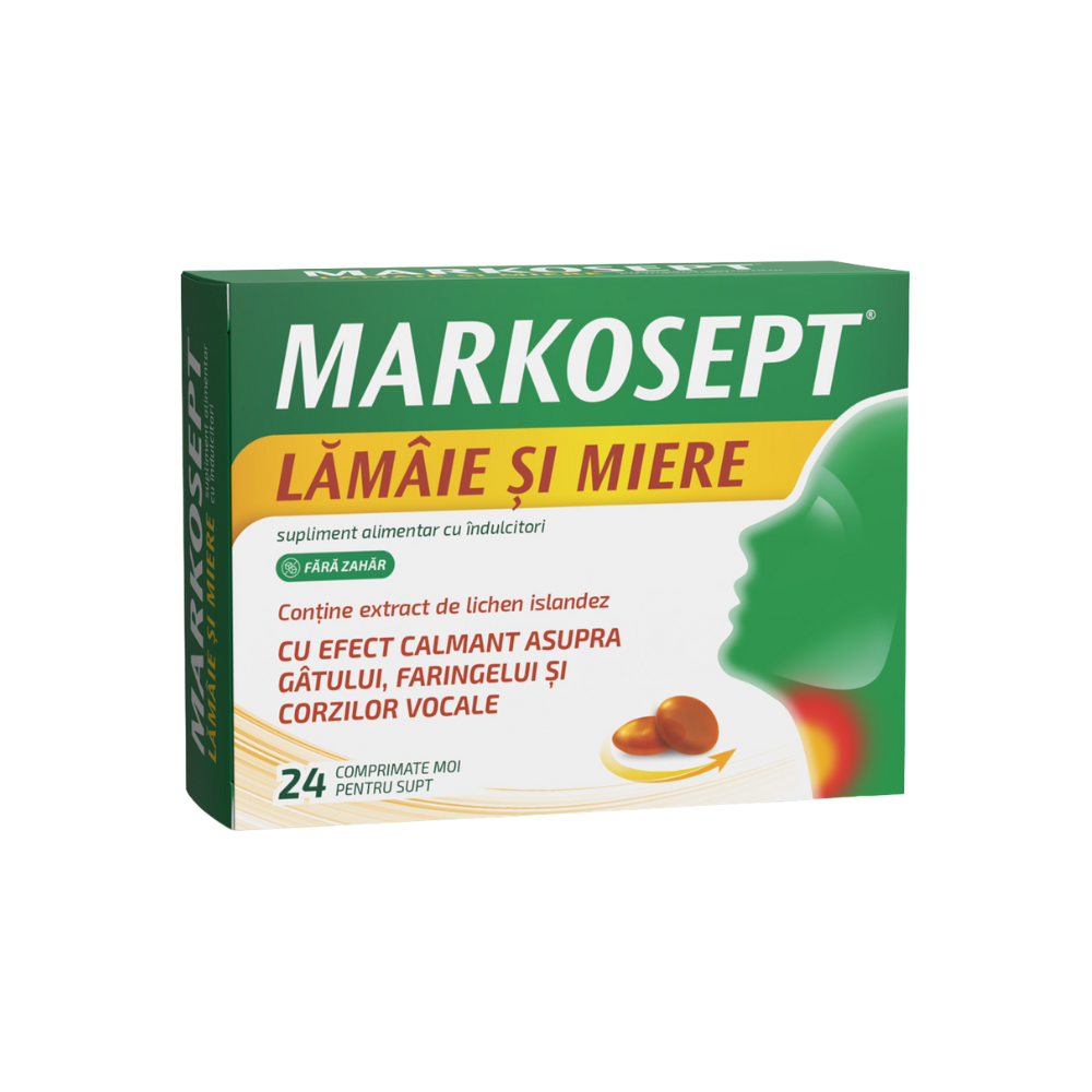 Markosept, Lamaie si Miere, 24 comprimate moi, Fiterman Pharma