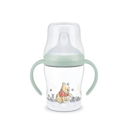 Biberon cu toarte si tetina de invatare Perfect Match, Winnie, 6 luni+, 150 ml, Nuk 755438