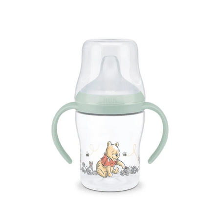 Biberon cu toarte si tetina de invatare Perfect Match, Winnie, 6 luni+, 150 ml, Nuk 755438