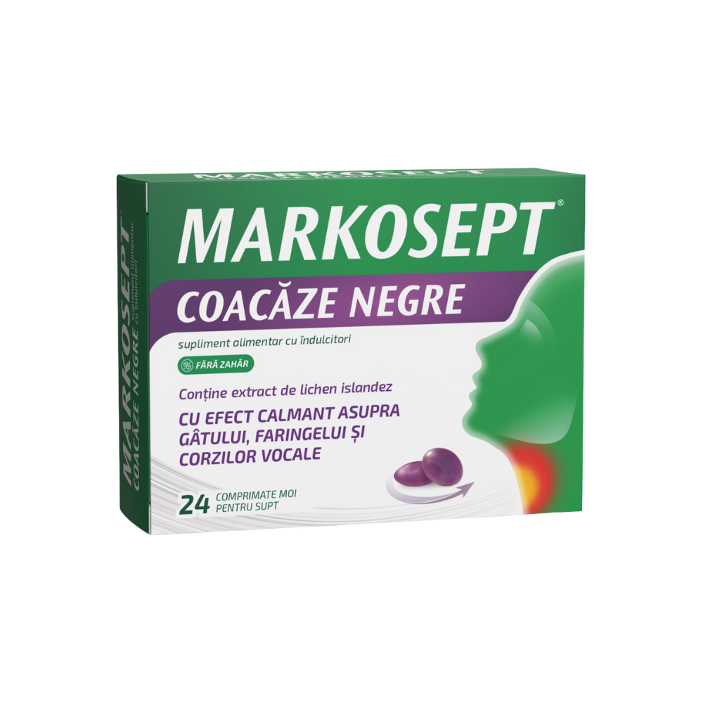 Markosept, Coacaze negre, 24 comprimate moi, Fiterman Pharma