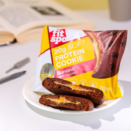 Biscuit proteic cu banane, 70 g, FitSpo 755486