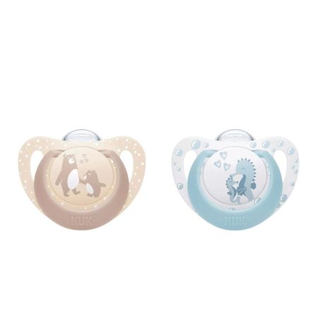 Set suzete First Choice, Urs/Calut de mare, 0-6 luni, 2 bucati, Nuk 755511