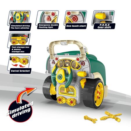 Jucarie educativa STEM Motor auto demontabil N-Gine, Green, 3 ani+, Milly Mally 755527