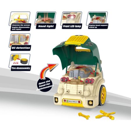 Jucarie educativa STEM Motor auto demontabil N-Gine, Green, 3 ani+, Milly Mally 755529