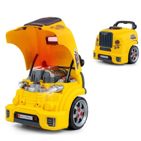 Jucarie educativa STEM Motor auto demontabil N-Gine, Yellow, 3 ani+, Milly Mally