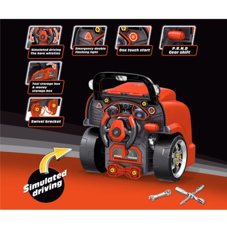Jucarie educativa STEM Motor auto demontabil N-Gine, Red, 3 ani+, Milly Mally 755556