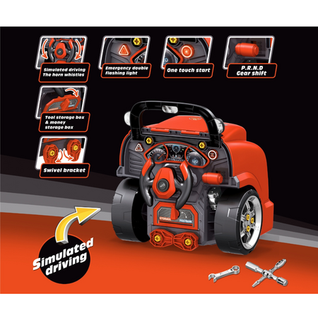 Jucarie educativa STEM Motor auto demontabil N-Gine, Red, 3 ani+, Milly Mally 755556
