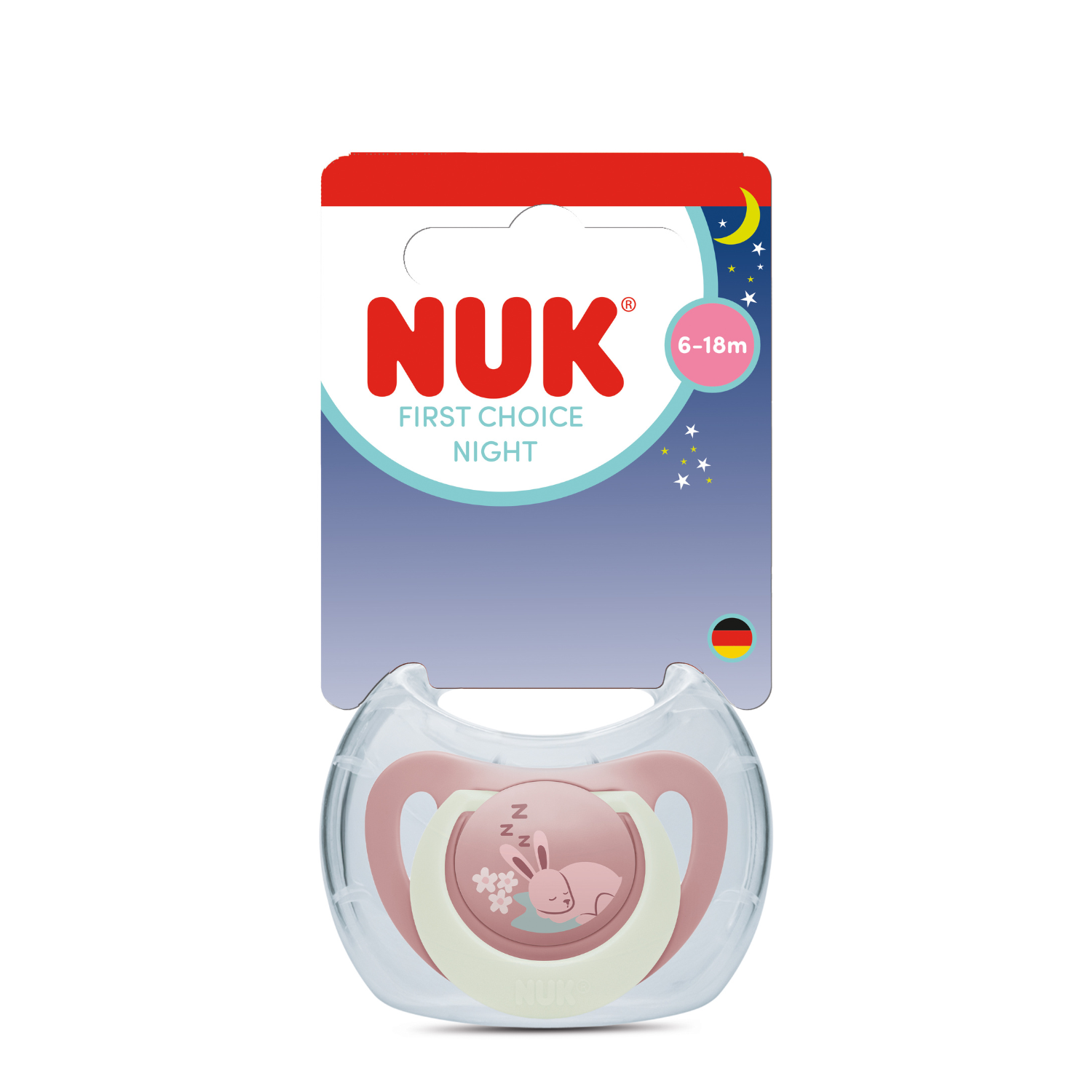 Suzeta First Choice Night, Roz, Iepuras, 6-18 luni, 1 bucata