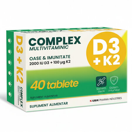 Complex multivitaminic D3+K2, 40 tablete, K-UBIK Pharma 755899