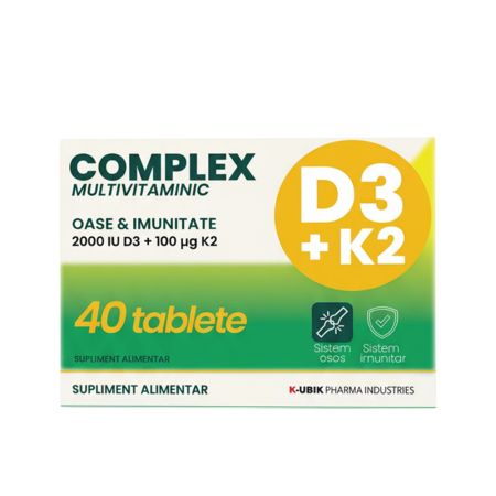 Complex multivitaminic D3+K2, 40 tablete, K-UBIK Pharma