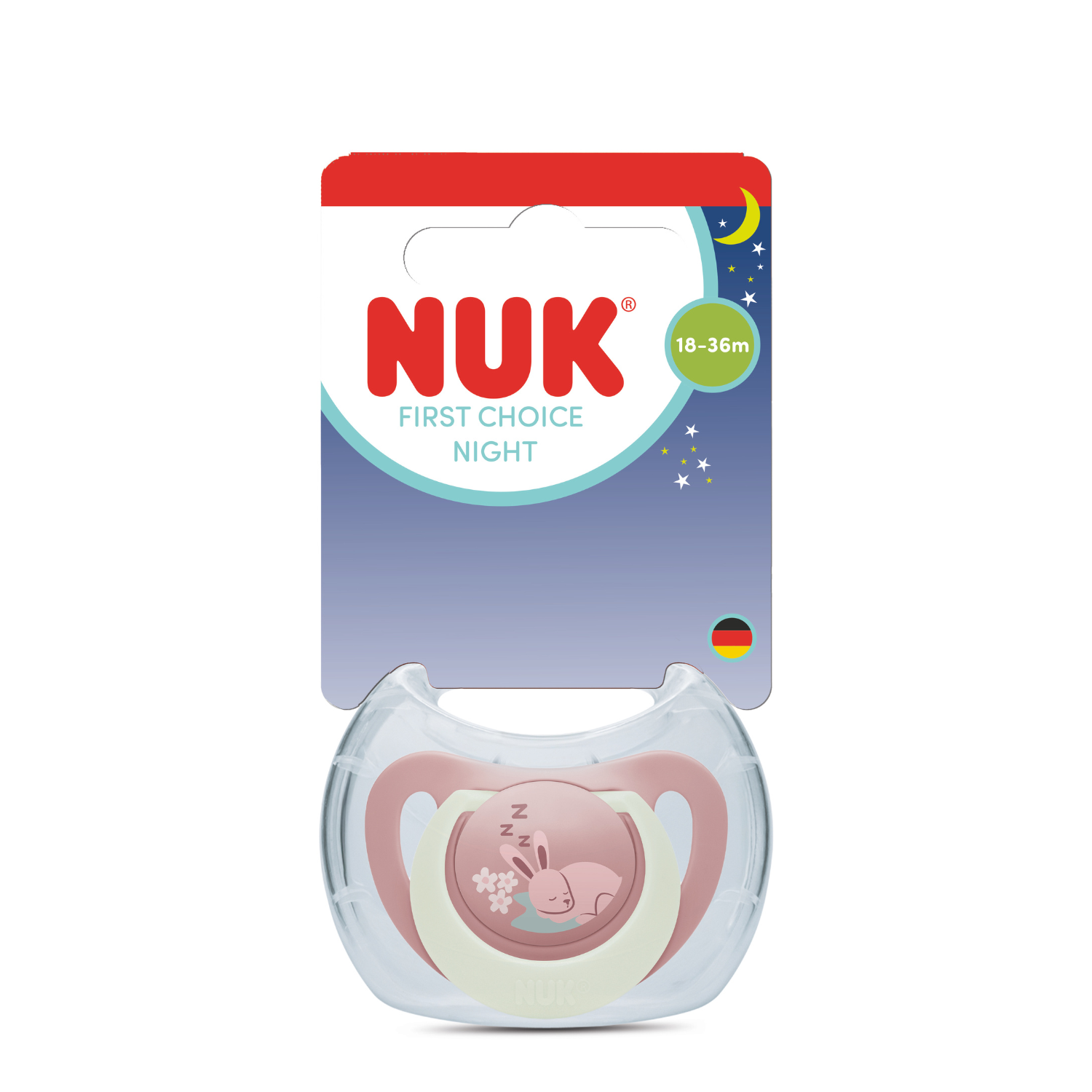 Suzeta First Choice Night, Roz, Iepuras, 18-36 luni, 1 bucata, Nuk