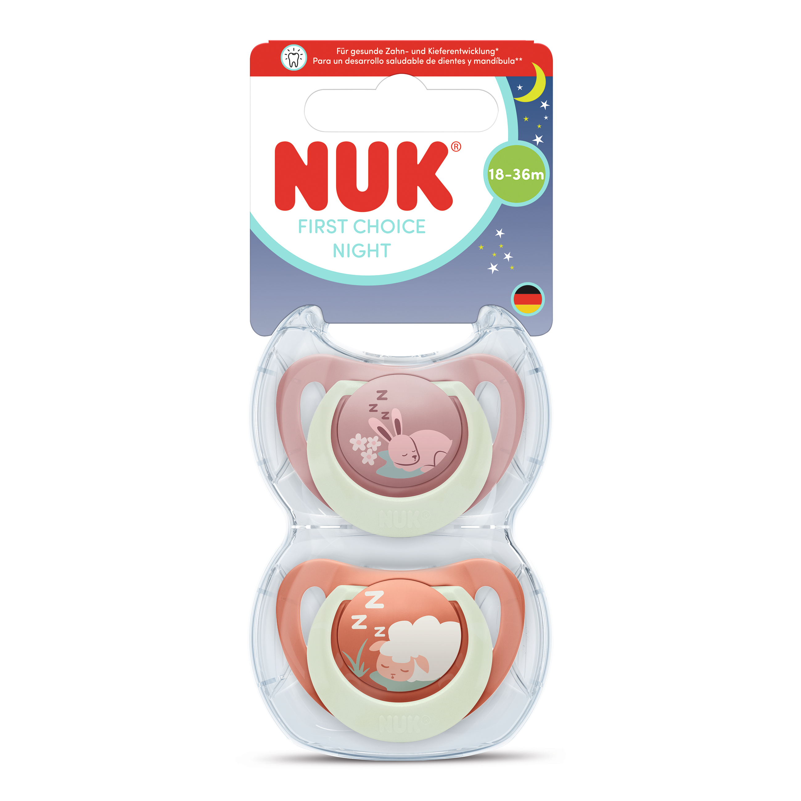 Set suzete First Choice Night, Iepuras/Oita, 18-36 luni, 2 bucati