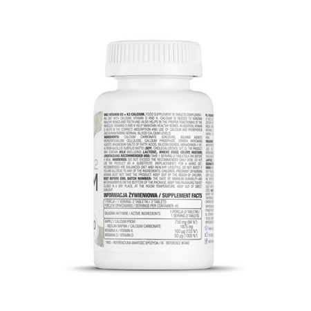 Calciu + Vitamina D3 + K2, 90 tablete, OstroVit 756528