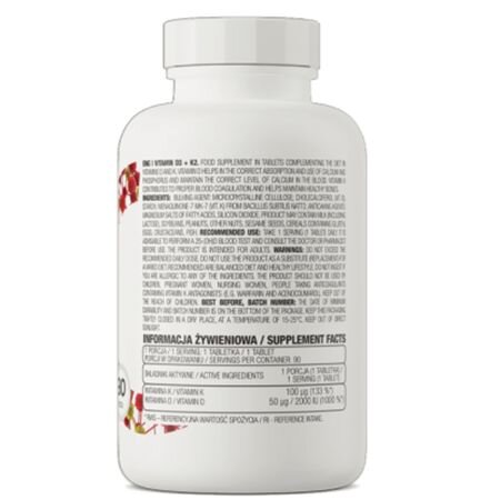 Vitamin D3 + K2, 90 tablete, OstroVit 755977
