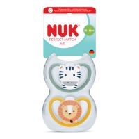 Set suzete Perfect Match Air, Zebra/Leu, 18-36 luni, 2 bucati, Nuk
