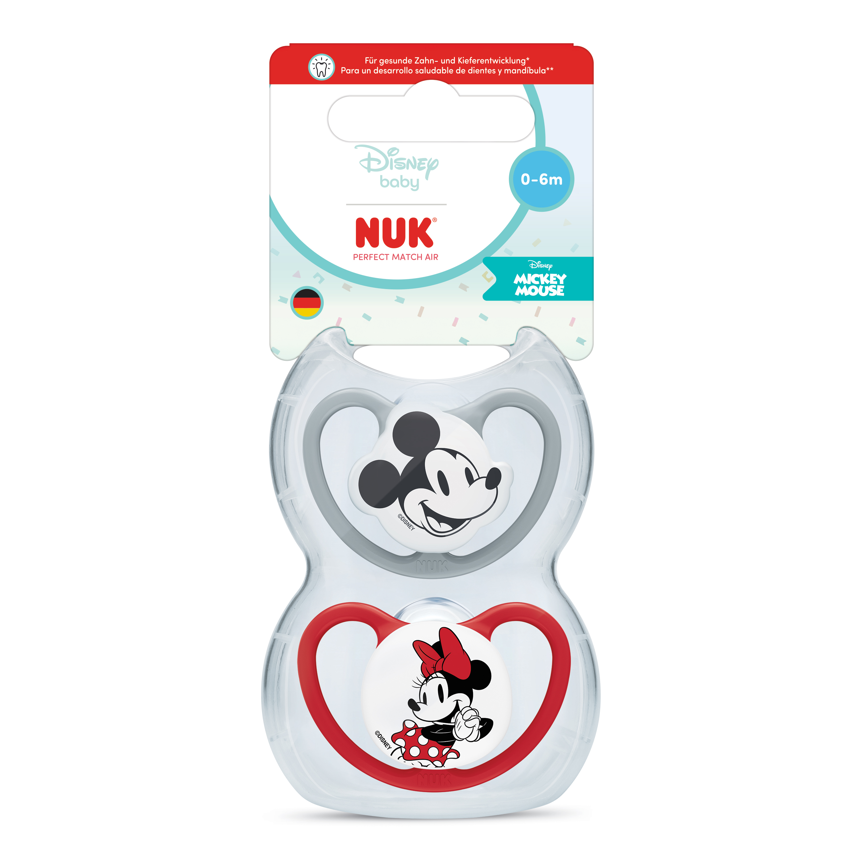 Set suzete Perfect Match Air, Disney Mickey, 0-6 luni, 2 bucati, Nuk