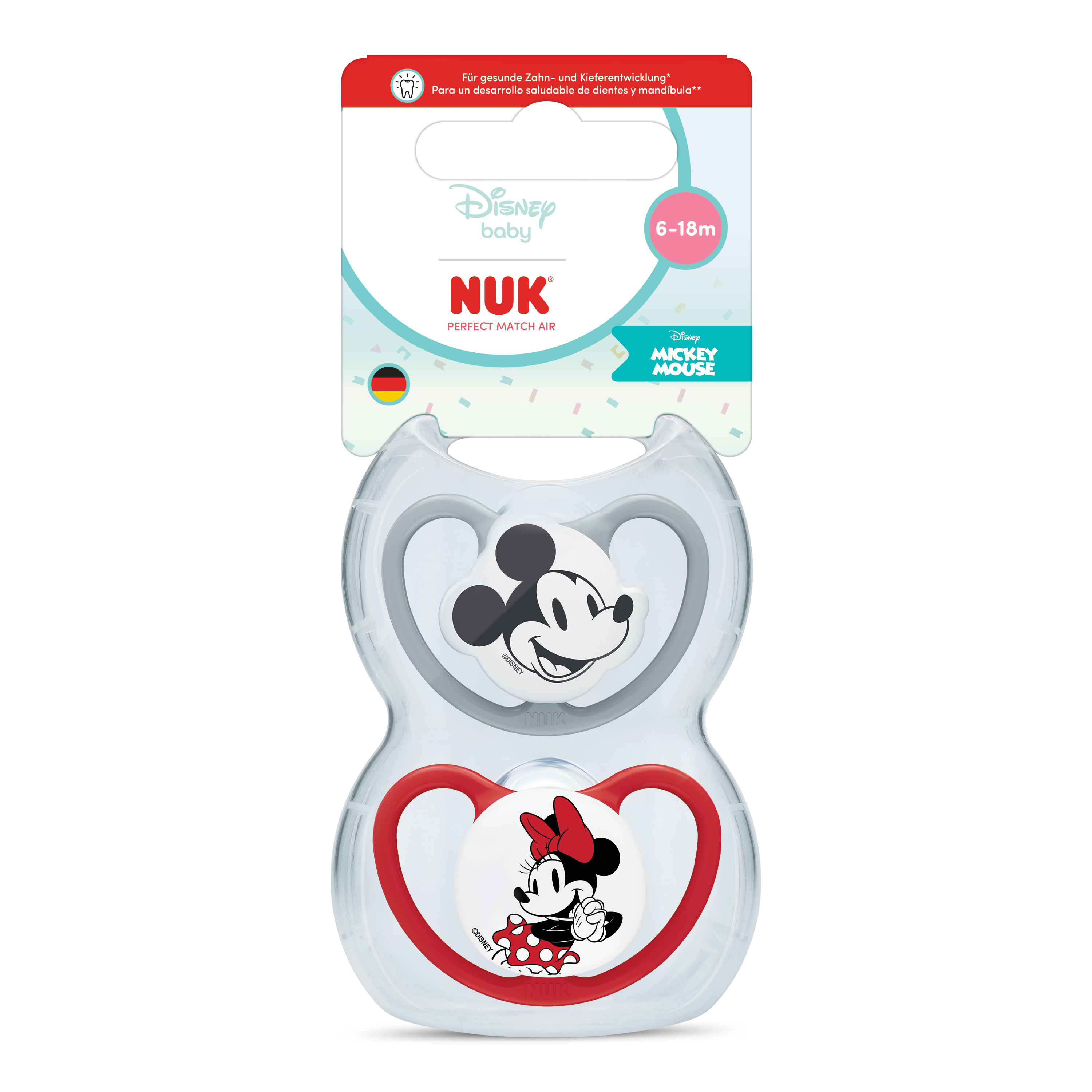 Set suzete Perfect Match Air, Mickey/Minnie, 6-18 luni, 2 bucati, Nuk