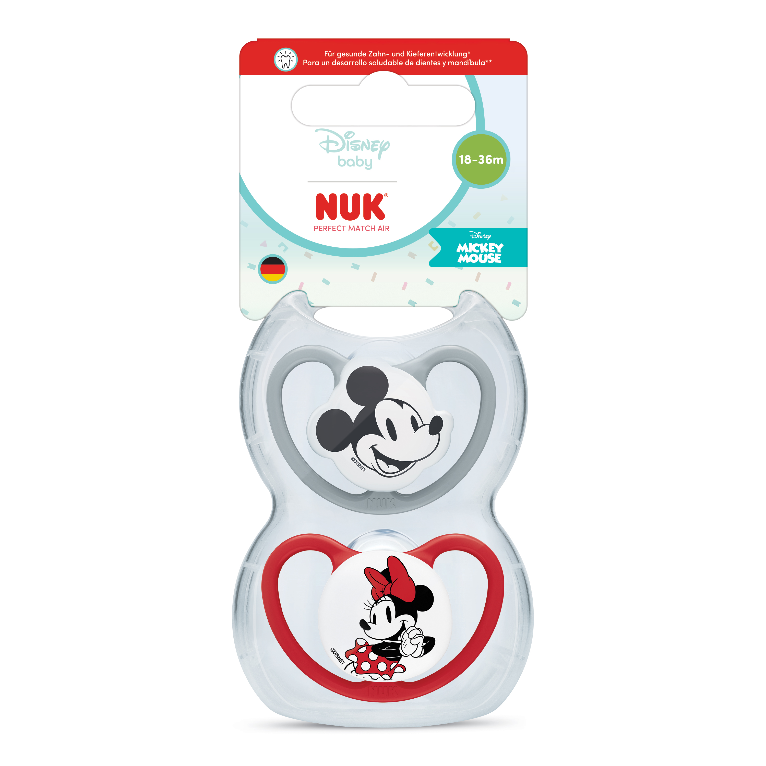 Set suzete Perfect Match Air, Mickey/Minnie, 18-36 luni, 2 bucati, Nuk