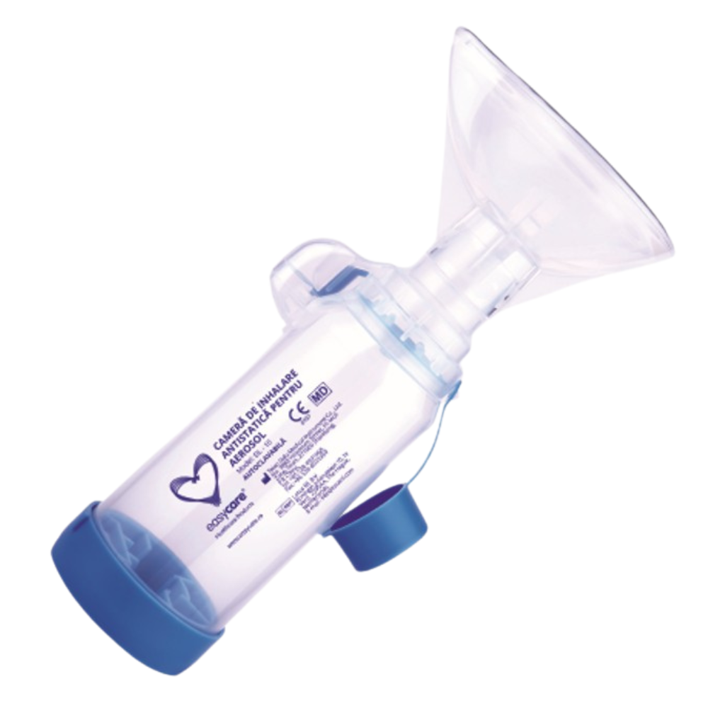 Camera de inhalare antistatica pentru aerosol cu 3 masti din silicon, Easycare