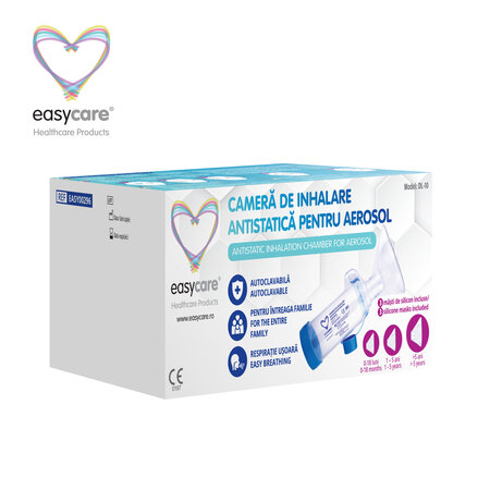 Camera de inhalare antistatica pentru aerosol cu 3 masti din silicon, Easycare 756252