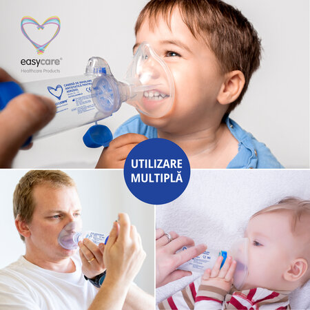 Camera de inhalare antistatica pentru aerosol cu 3 masti din silicon, Easycare 756257
