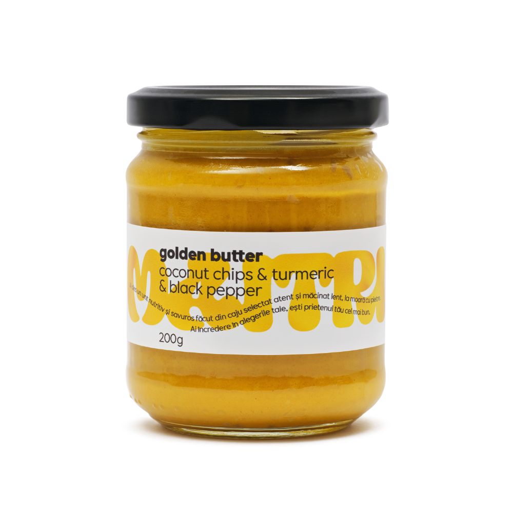 Crema din fulgi de cocos cu turmeric si piper negru Golden Butter, 200 g, Maitri