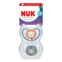 Set suzeta Perfect Match Air Night, Leu/Buburuza, 0-6 luni, 2 bucati, Nuk