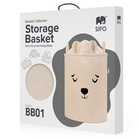 Cos pliabil pentru depozitare, 43 L, Beige, Fluffy Toy Boucle Bear, Sipo 756076