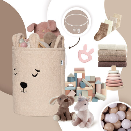 Cos pliabil pentru depozitare, 43 L, Beige, Fluffy Toy Boucle Bear, Sipo 756067