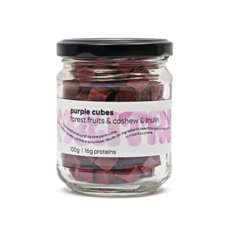 Cuburi de fudge cu fructe de padure Purple Cubes, 100 g, Maitri