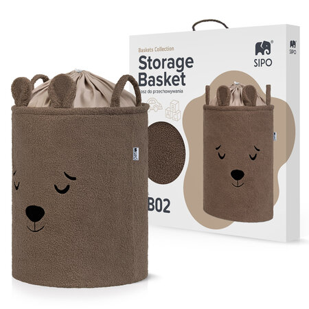 Cos pliabil pentru depozitare, Brown, Fluffy Toy Boucle Bear, 43 L, Sipo 756609