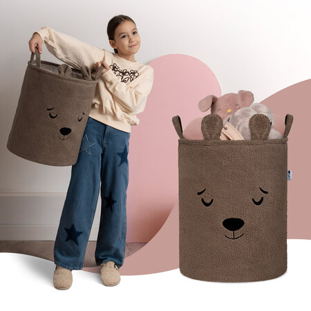 Cos pliabil pentru depozitare, Brown, Fluffy Toy Boucle Bear, 43 L, Sipo 756615