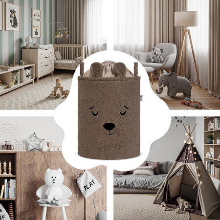 Cos pliabil pentru depozitare, Brown, Fluffy Toy Boucle Bear, 43 L, Sipo 756618