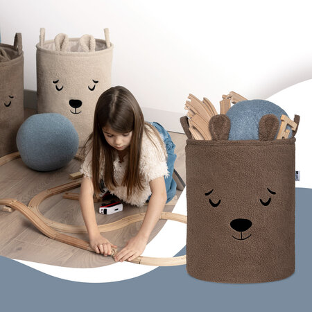 Cos pliabil pentru depozitare, Brown, Fluffy Toy Boucle Bear, 43 L, Sipo 756614