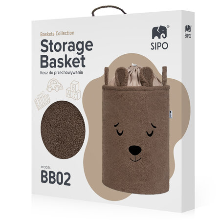 Cos pliabil pentru depozitare, Brown, Fluffy Toy Boucle Bear, 43 L, Sipo 756620