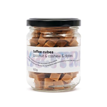 Cuburi de fudge cu lucuma si mesquite Toffee Cubes, 100 g, Maitri