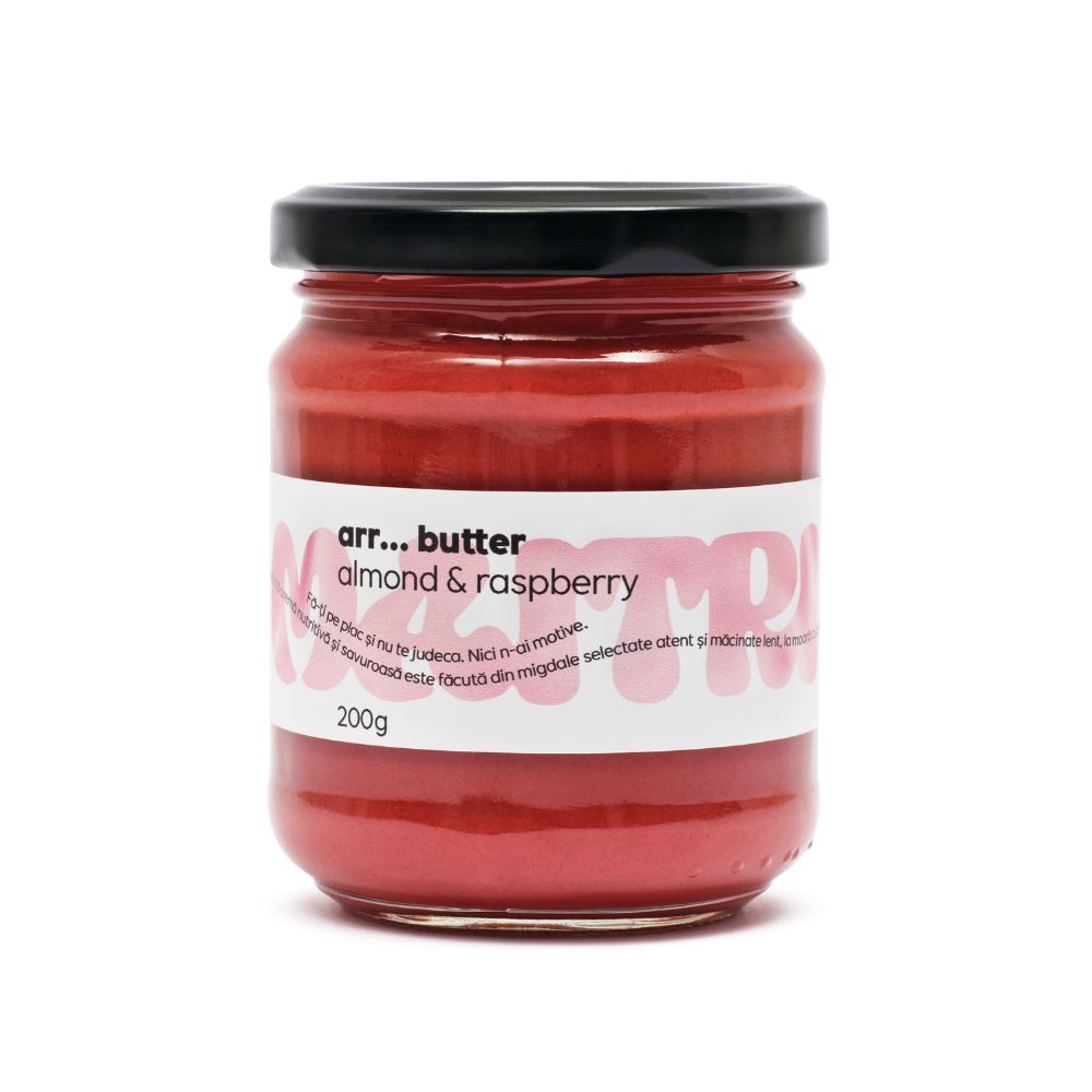 Crema de migdale cu zmeura liofilizata Arrr Butter, 200 g, Maitri