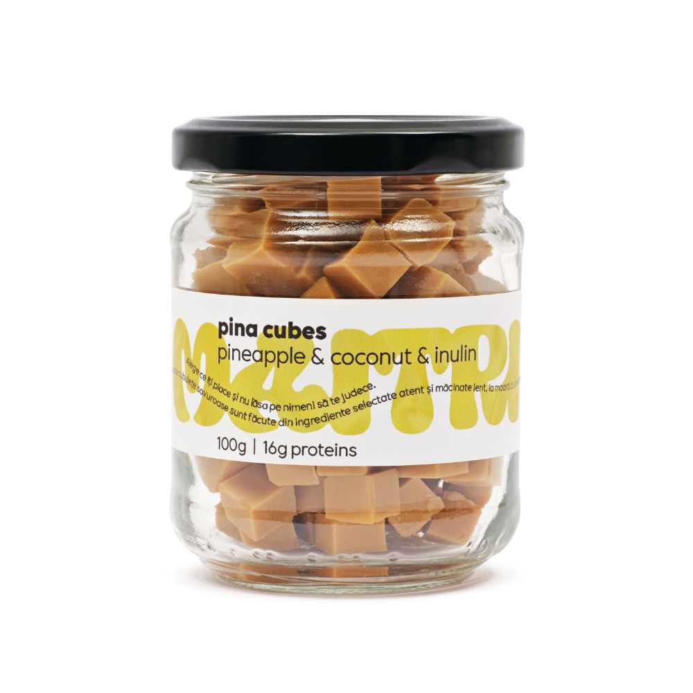 Cuburi de fudge cu ananas si cocos Pina Cubes, 100 g, Maitri