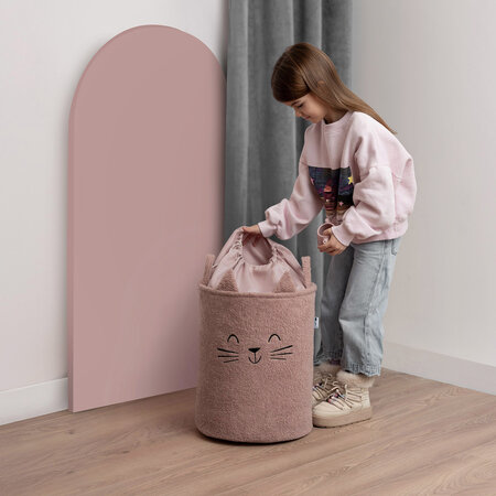 Cos pliabil pentru depozitare, Pink, Fluffy Toy Boucle Cat, 43 L, Sipo 756145