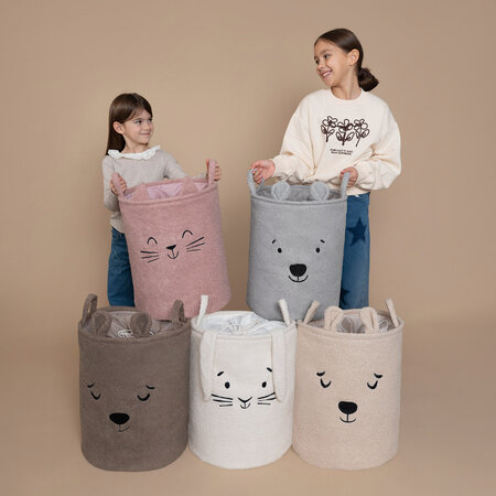Cos pliabil pentru depozitare, Pink, Fluffy Toy Boucle Cat, 43 L, Sipo 756149