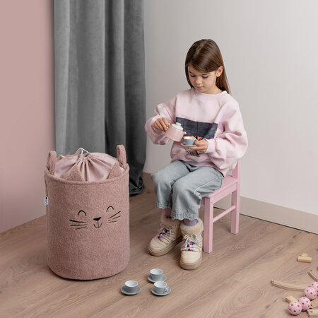 Cos pliabil pentru depozitare, Pink, Fluffy Toy Boucle Cat, 43 L, Sipo 756143