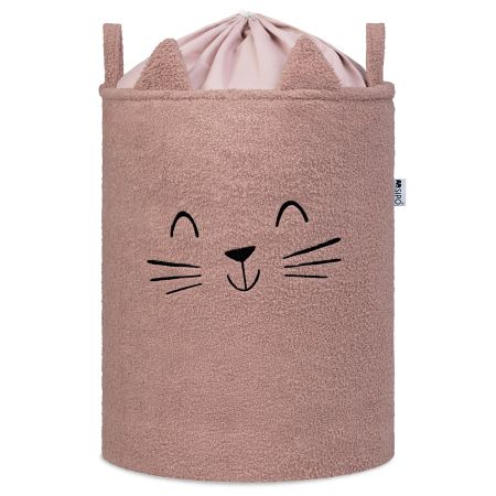 Cos pliabil pentru depozitare, Pink, Fluffy toy boucle cat, 43 L, Sipo