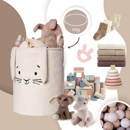 Cos pliabil pentru depozitare, Crem, Fluffy Toy Boucle Rabbit, 43 L, Sipo 756167