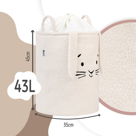 Cos pliabil pentru depozitare, Crem, Fluffy Toy Boucle Rabbit, 43 L, Sipo 756165