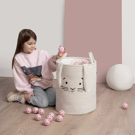 Cos pliabil pentru depozitare, Crem, Fluffy Toy Boucle Rabbit, 43 L, Sipo 756166