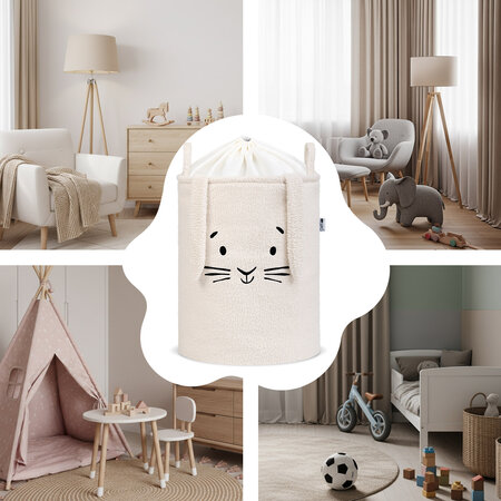 Cos pliabil pentru depozitare, Crem, Fluffy Toy Boucle Rabbit, 43 L, Sipo 756172