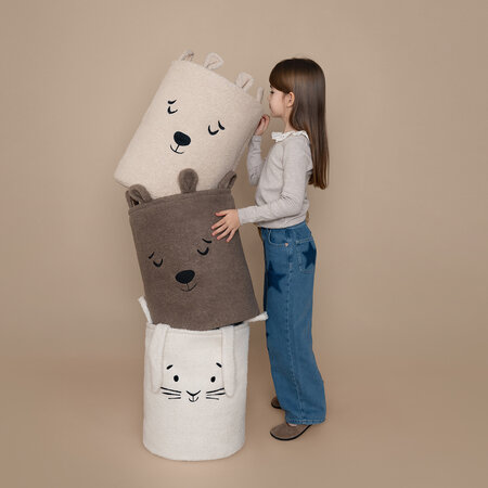Cos pliabil pentru depozitare, Crem, Fluffy Toy Boucle Rabbit, 43 L, Sipo 756171